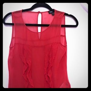 Bebe sheer sleeveless coral/red 100% silk Sm top